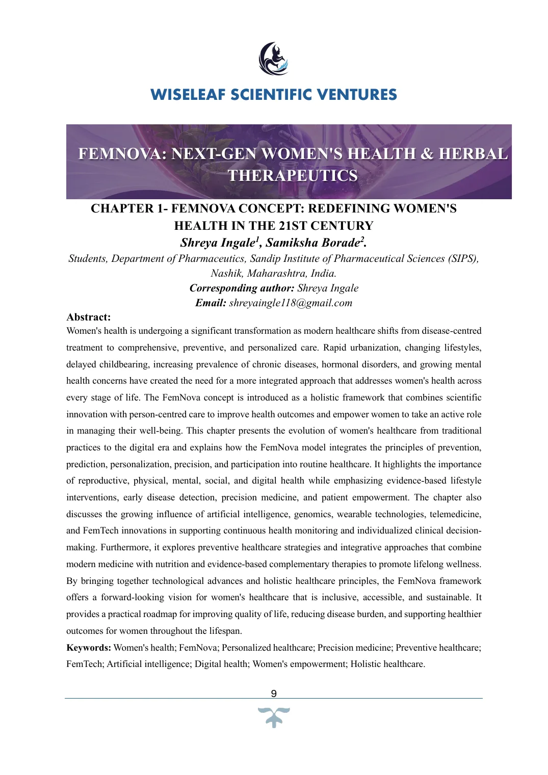 FemNova Concept: Redefining Women's Health in the 21st Century — first page preview