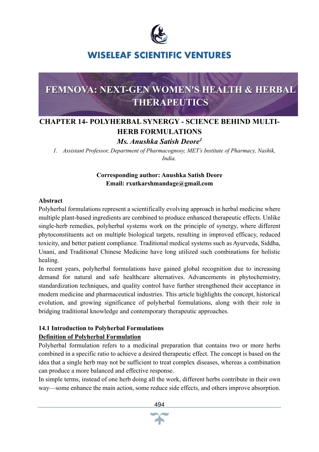 Polyherbal Synergy - Science Behind Multi-Herb Formulations — first page preview
