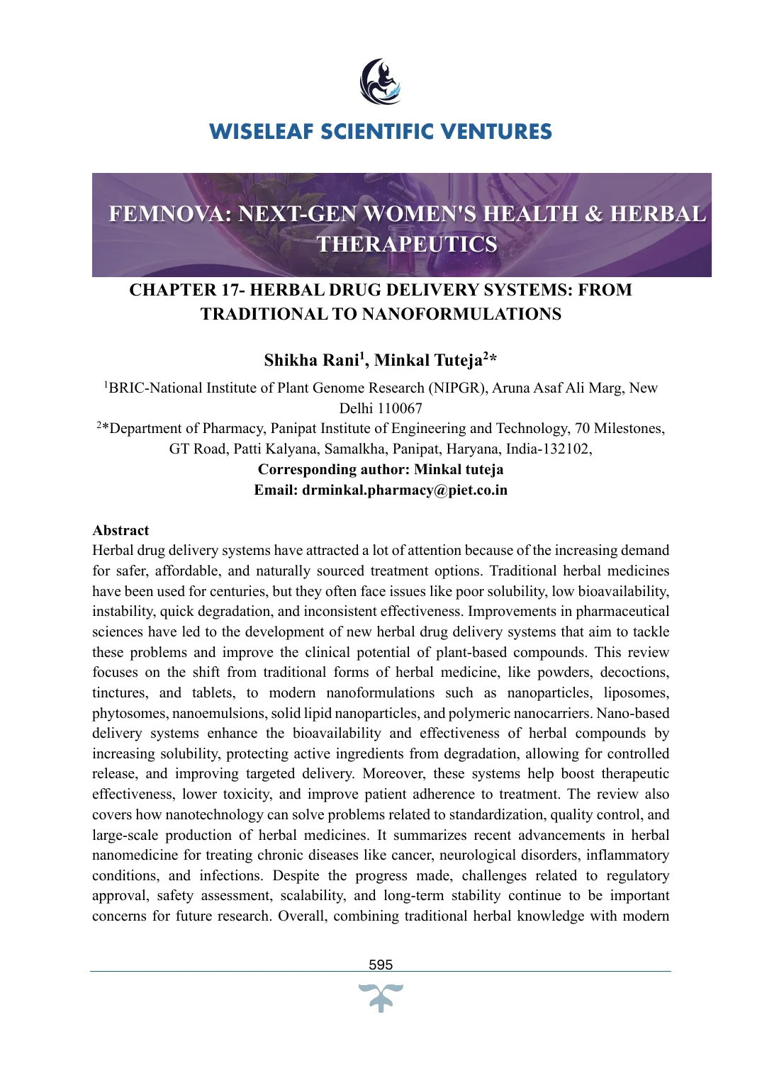 Herbal Drug Delivery Systems: From Traditional to Nanoformulations — first page preview