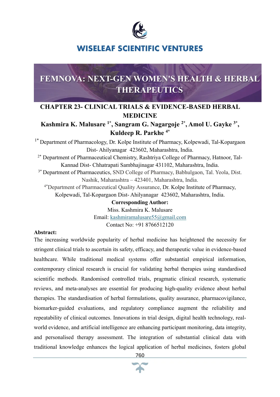 Clinical Trials & Evidence-Based Herbal Medicine — first page preview
