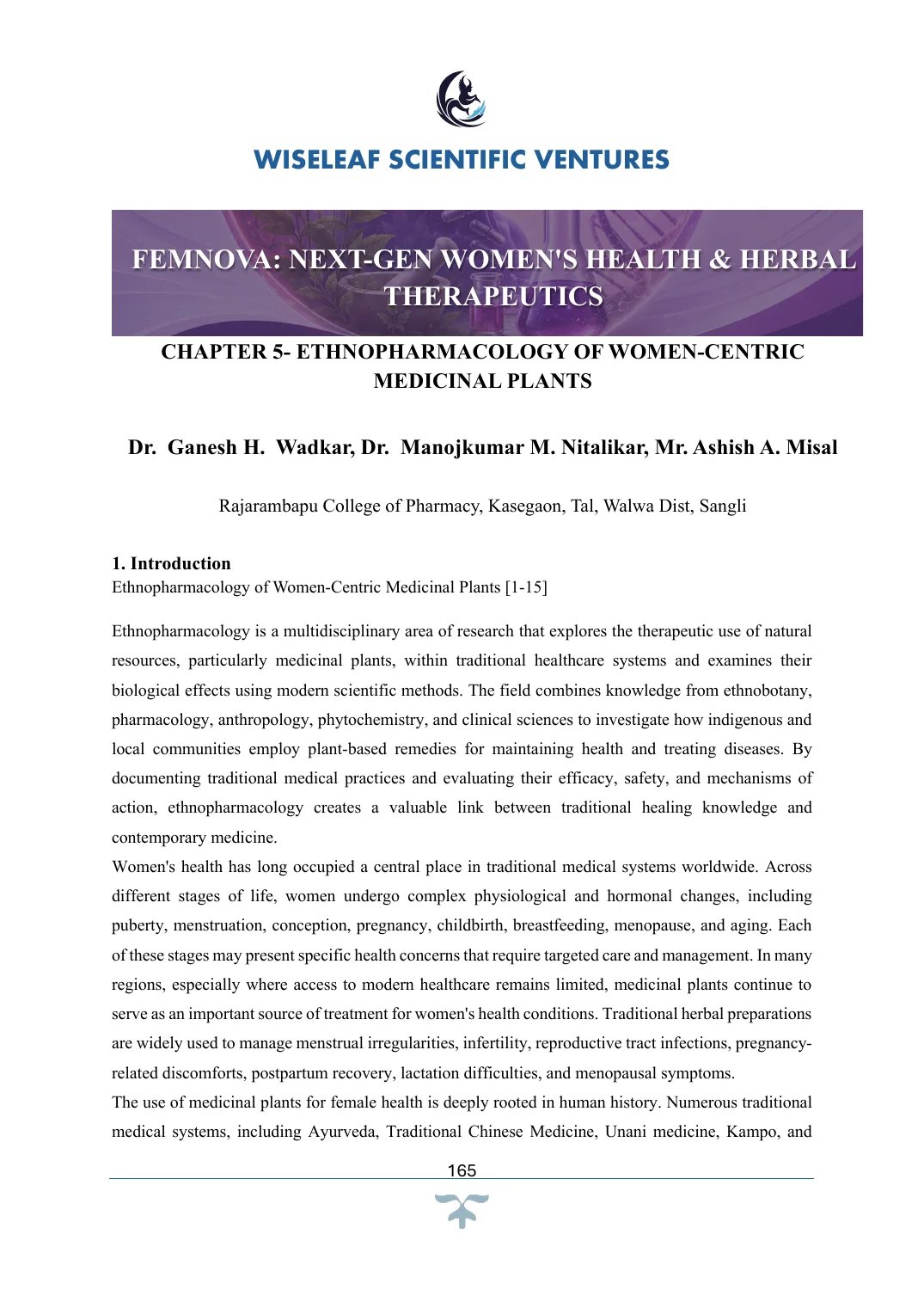 Ethnopharmacology of Women-Centric Medicinal Plants — first page preview