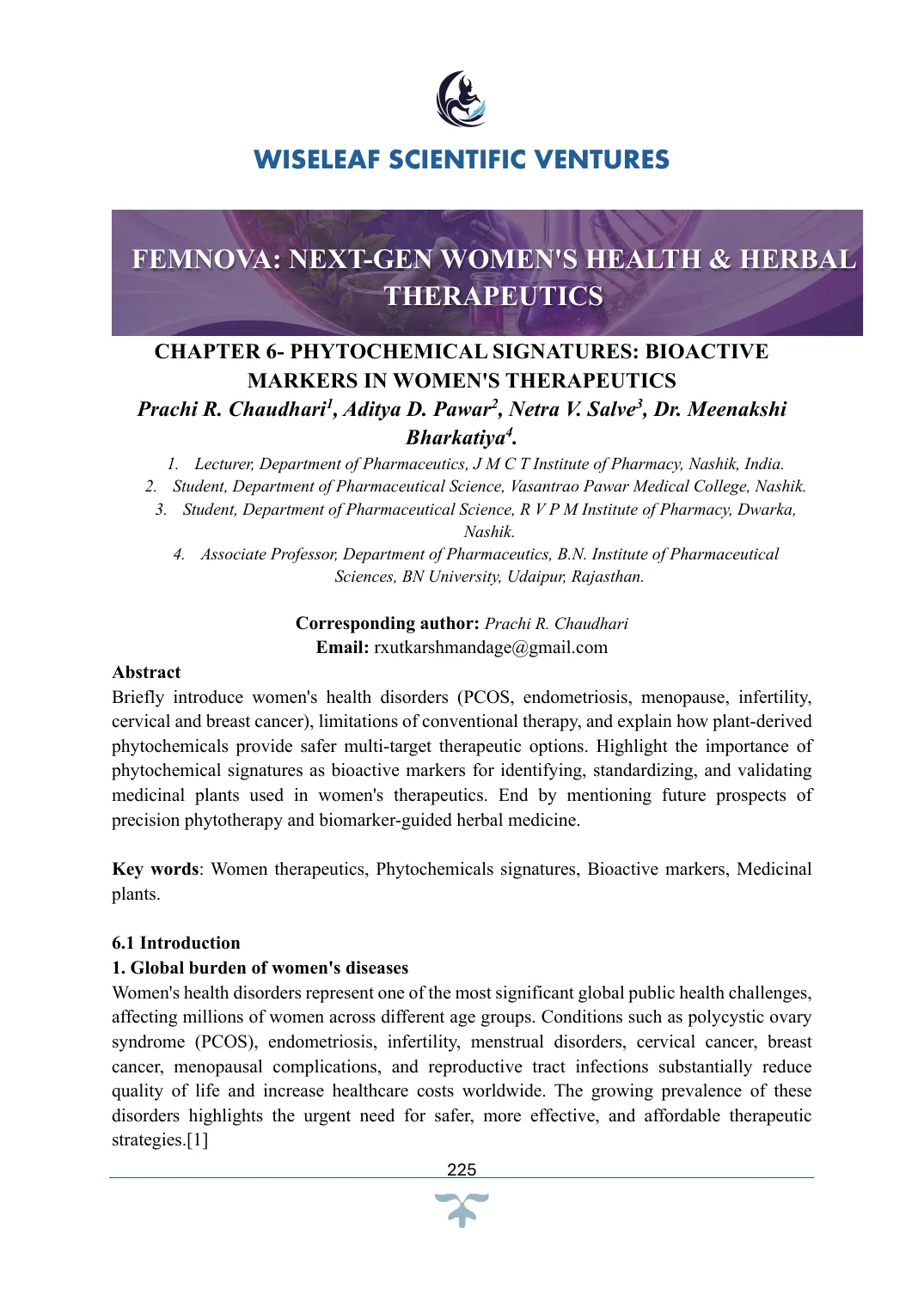 Phytochemical Signatures: Bioactive Markers in Women's Therapeutics — first page preview