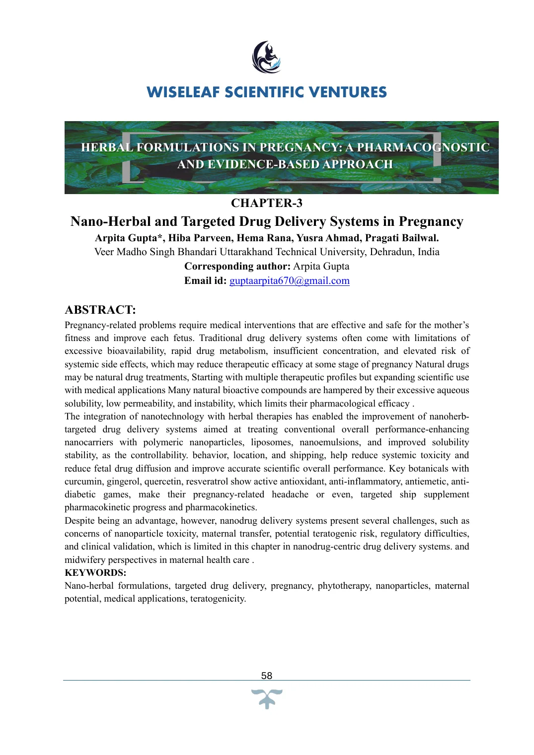 Nano-Herbal and Targeted Drug Delivery Systems in Pregnancy — first page preview