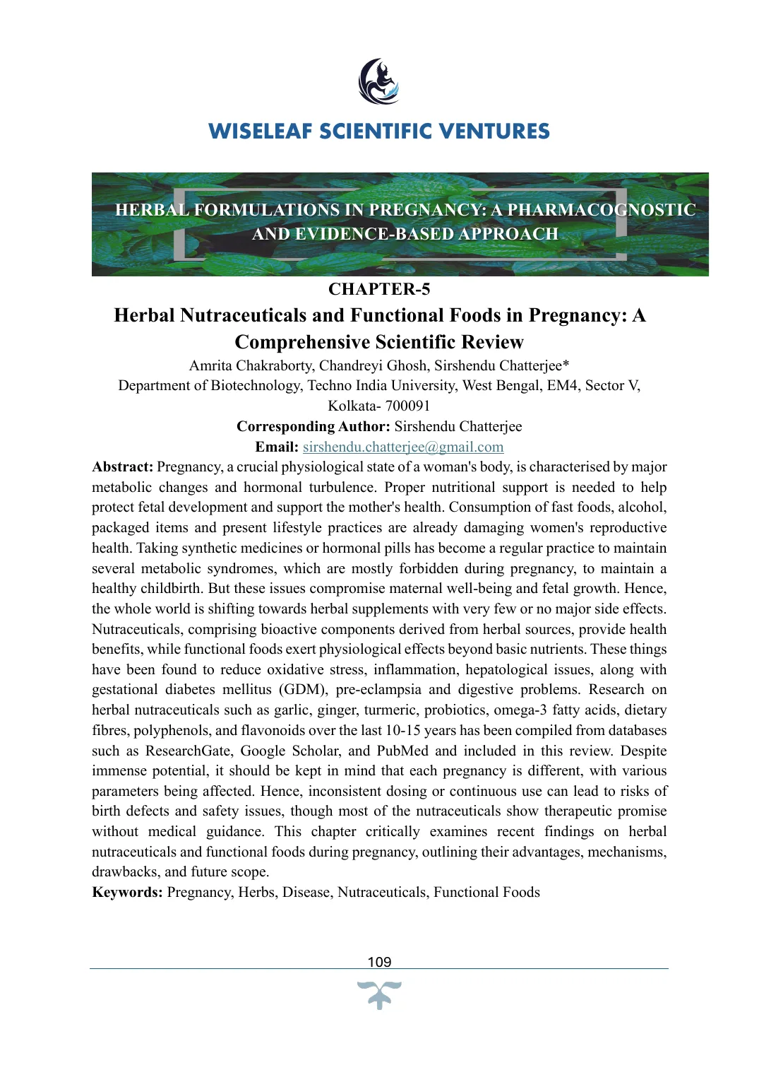 Herbal Nutraceuticals and Functional Foods in Pregnancy: A Comprehensive Scientific Review — first page preview