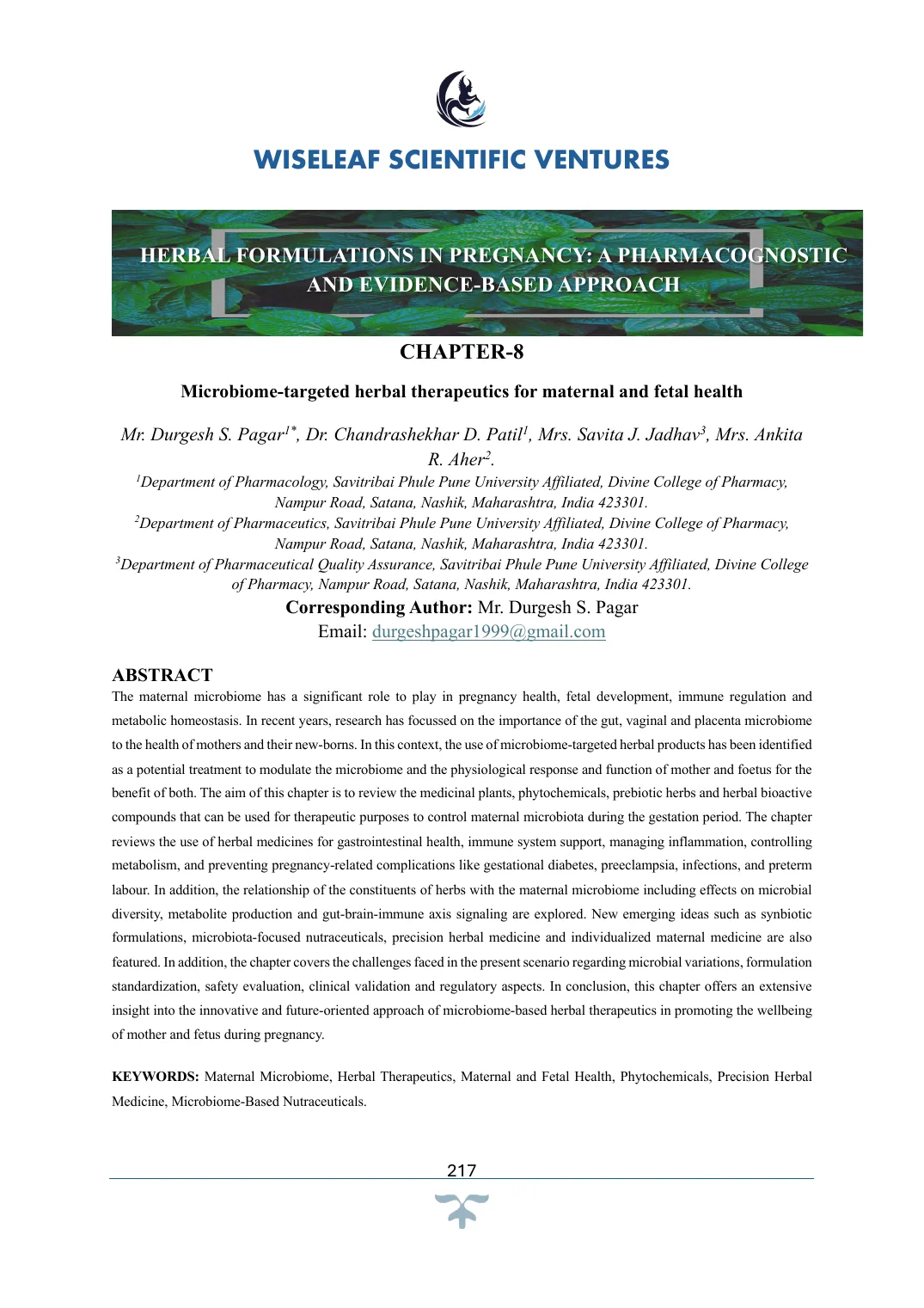 Microbiome-Targeted Herbal Therapeutics for Maternal and Fetal Health — first page preview