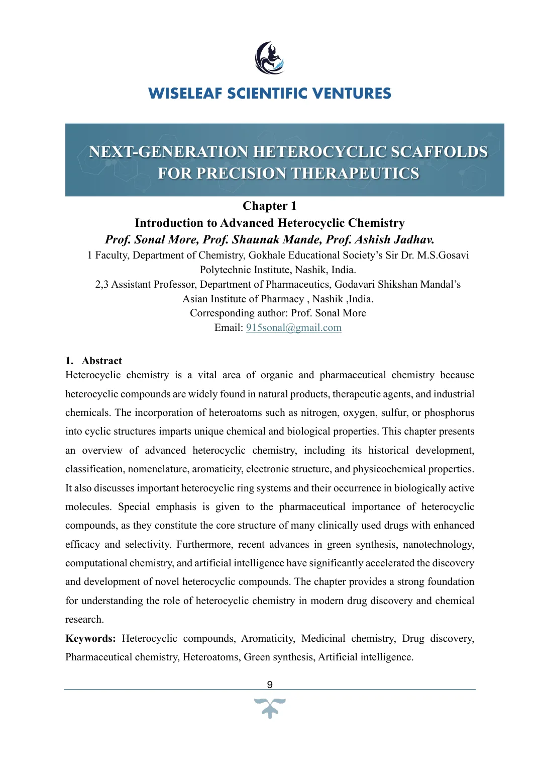 Introduction to Advanced Heterocyclic Chemistry — first page preview