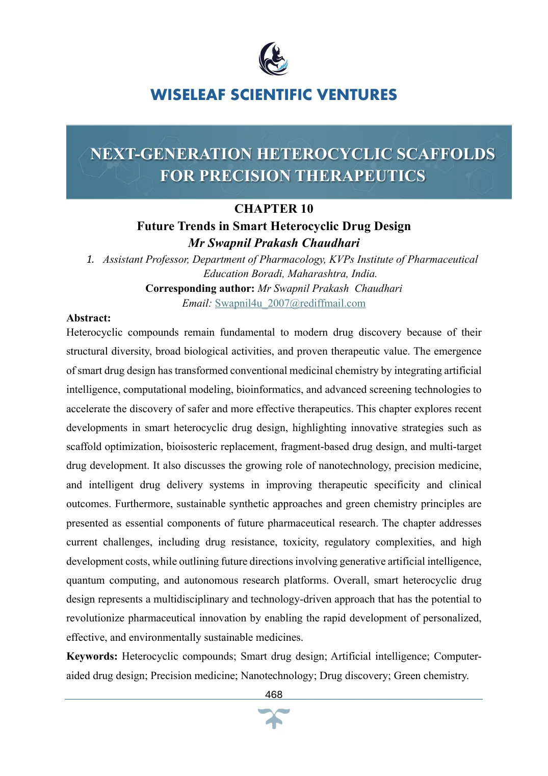 Future Trends in Smart Heterocyclic Drug Design — first page preview