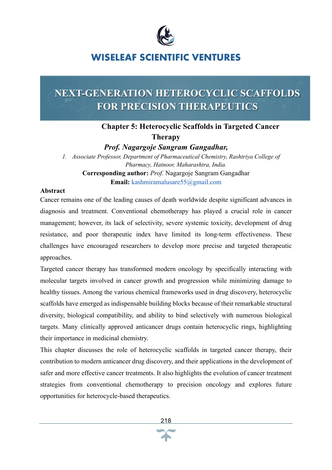 Heterocyclic Scaffolds in Targeted Cancer Therapy — first page preview