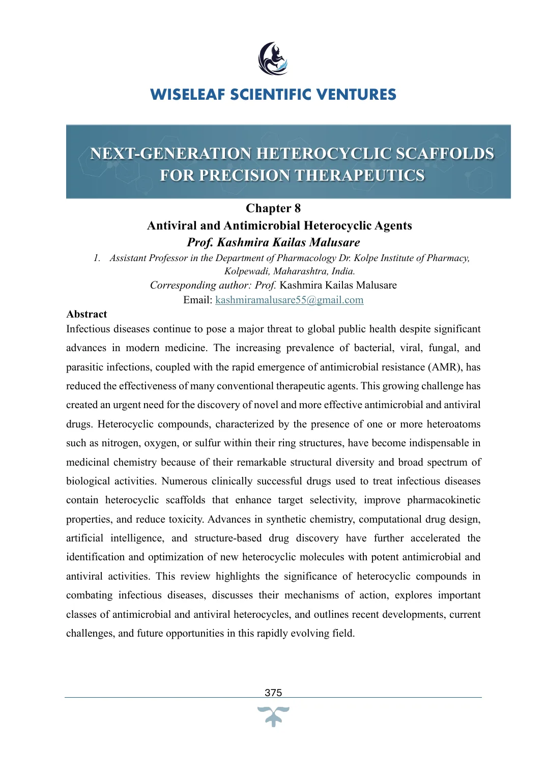 Antiviral and Antimicrobial Heterocyclic Agents — first page preview