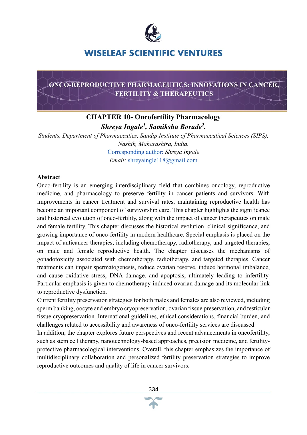 Oncofertility Pharmacology — first page preview