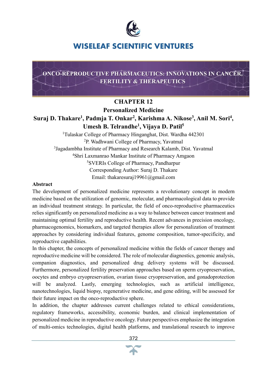 Personalized Medicine — first page preview