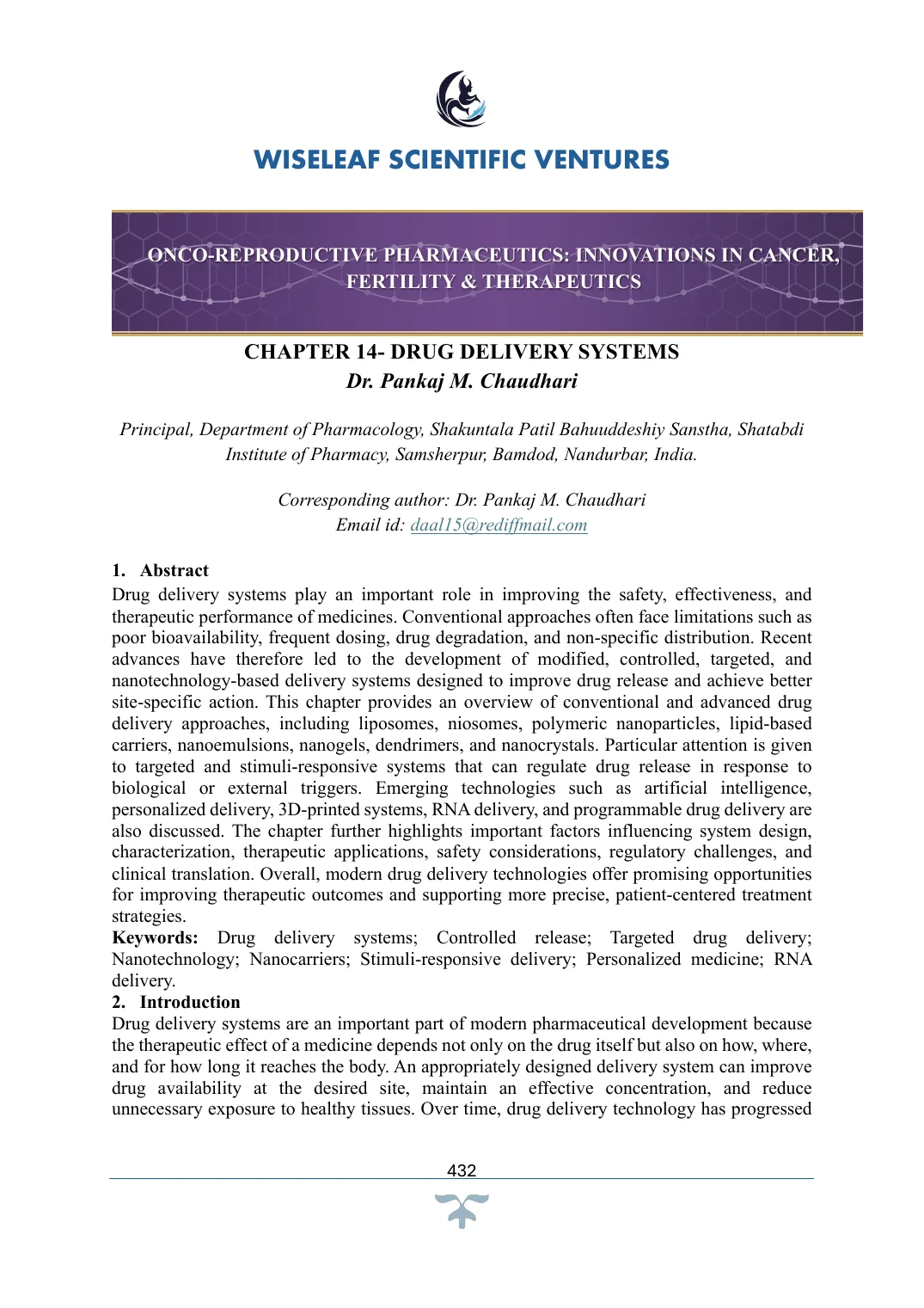 Drug Delivery Systems — first page preview