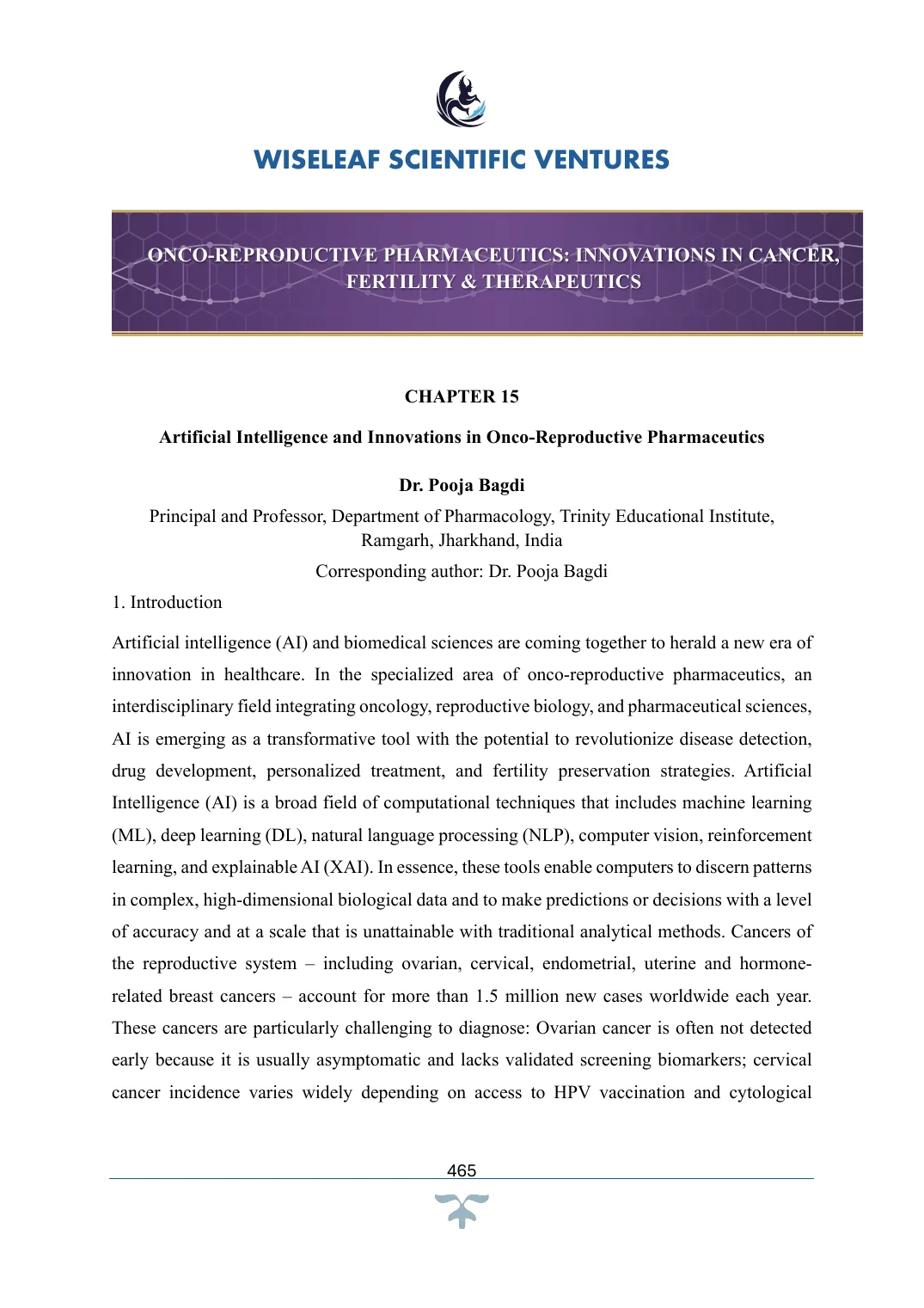 Artificial Intelligence and Innovations in Onco-Reproductive Pharmaceutics — first page preview