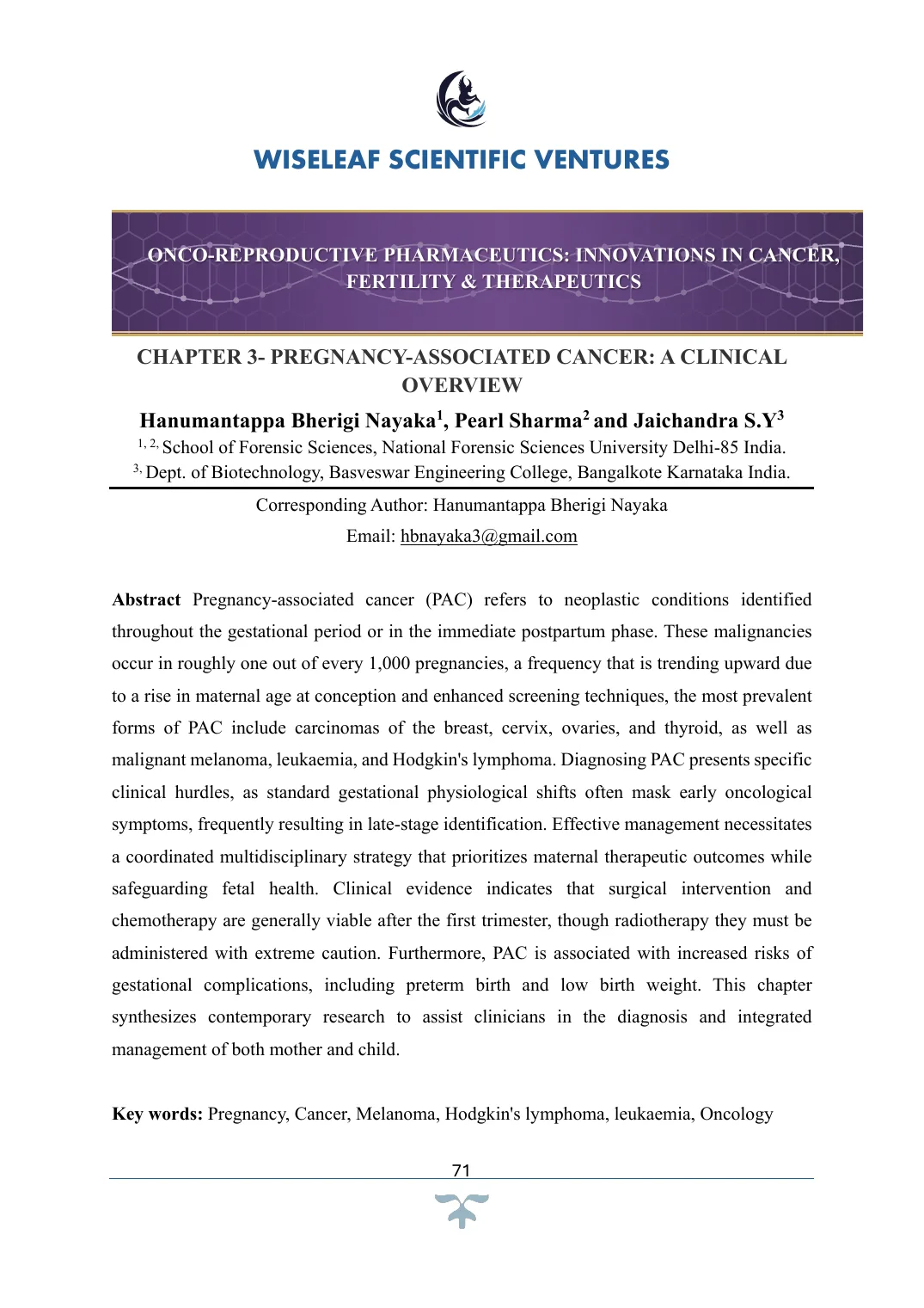 Pregnancy-Associated Cancer: A Clinical Overview — first page preview