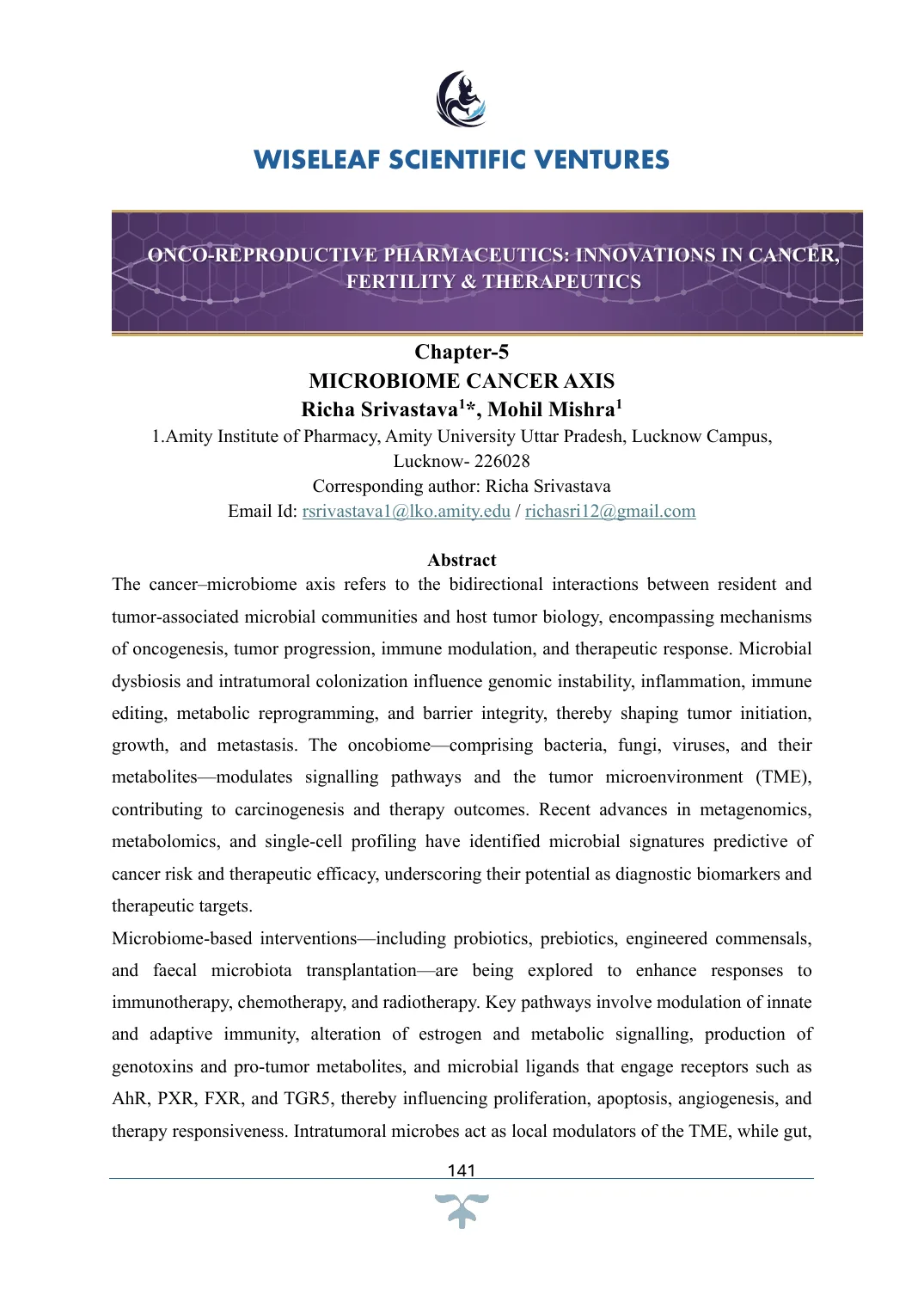 Microbiome Cancer Axis — first page preview