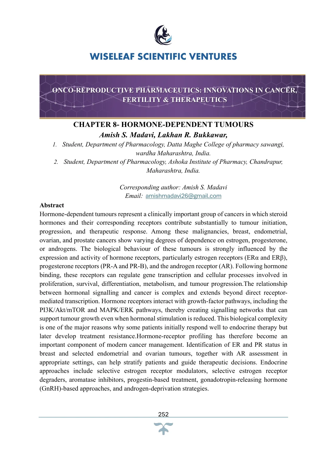 Hormone-Dependent Tumours — first page preview