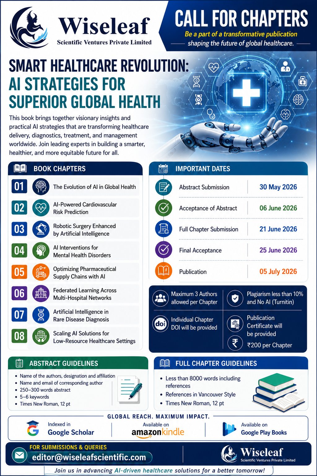 Call for Chapters — Smart Healthcare Revolution: AI Strategies for Superior Global Health